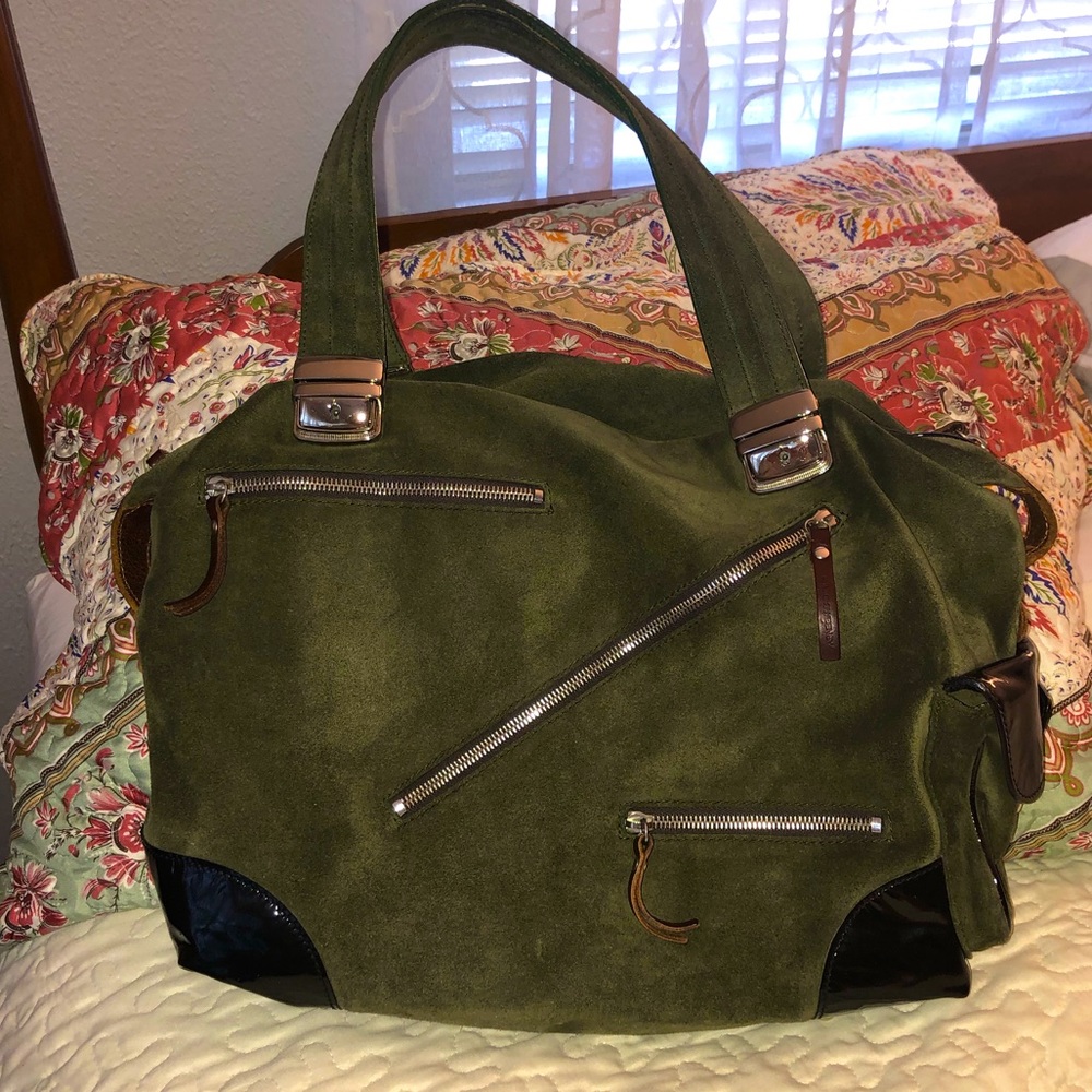 Pauric Sweeney Italian Suede & Leather Buckle Bag